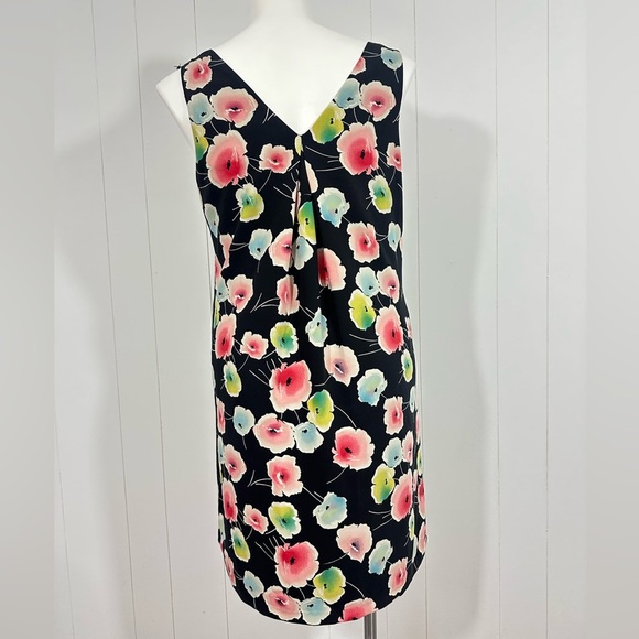 Lauren Ralph Lauren Sz 14 Mini Dress Tunic Black Floral V Neck Side Pockets - Picture 11 of 11